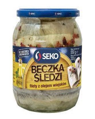 Picture of BECZKA SLEDZI FILETY Z OLEJEM WIEJSKIM 550G SEKO